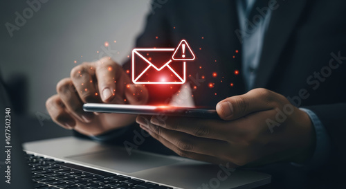 Urgent email alert on phone needs immediate attention now, check inbox for important message and potential threat