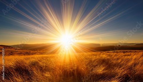 radiant sunburst with glare effects creating a warm and dynamic image on a white background