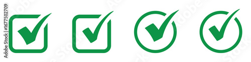 Checkmark icon green color editable on white background