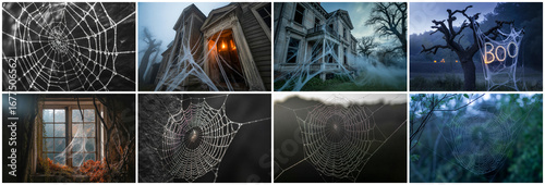 Spooky cobwebs and haunted houses spiderweb halloween