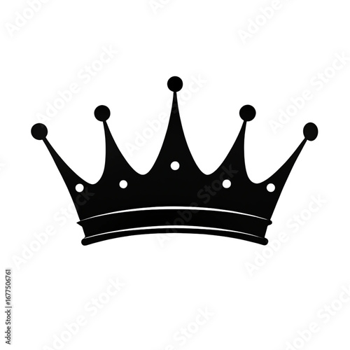 A black crown silhouette on a solid black background