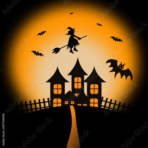 halloween background with haunted house