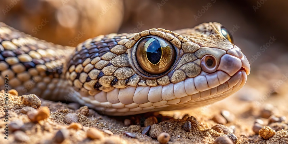 Obraz premium Close up portrait of a snake in the desert