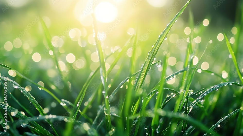 Fototapeta premium Macro detail of water droplets forming patterns on wet