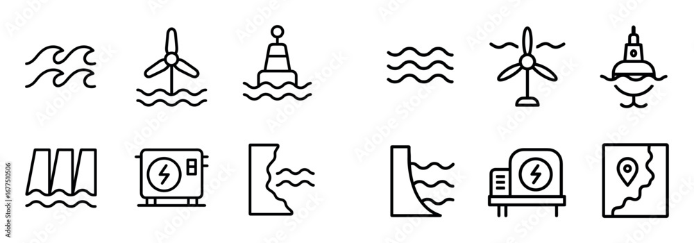 Fototapeta premium Tidal Energy Icons