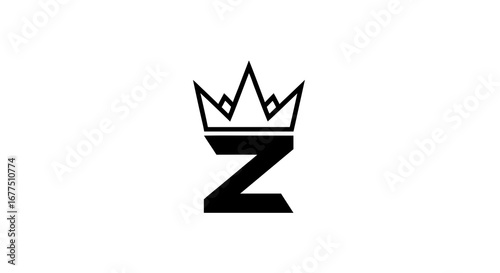 Bold modern Z letter logo design crowned with regal geometric symbol
