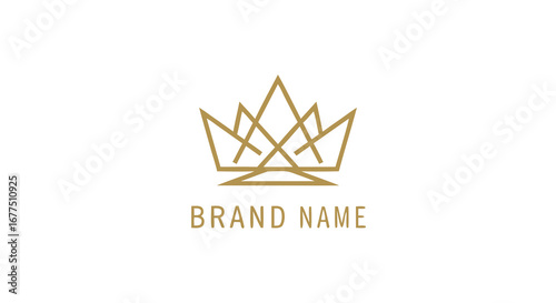 Elegant gold crown logo design signifies prestige and luxury for premium brands.