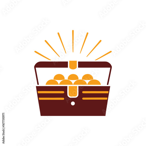 Open treasure chest filled with gold coins and radiating light vector 5