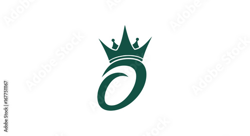 Elegant dark green crown emblem symbolizing luxury, prestige, and royal authority for branding
