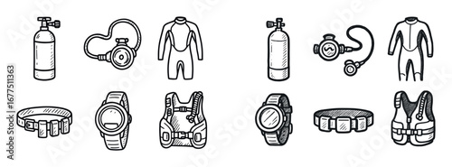 Scuba Gear Icons Grid
