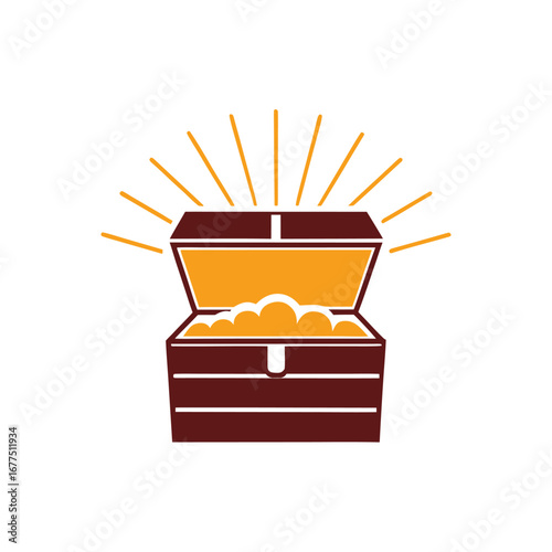 Open treasure chest overflowing with gold coins and radiating light vector 2