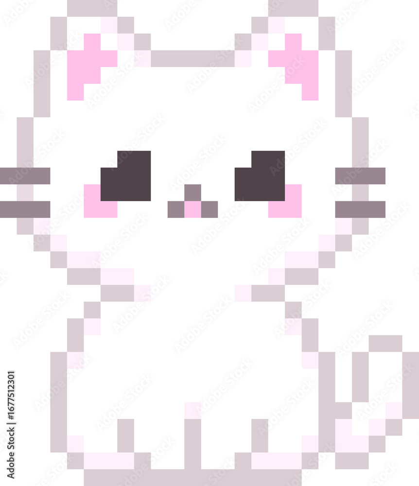 Obraz premium White Cat Pixel Art