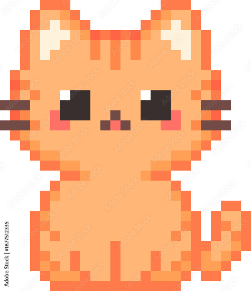 Obraz premium Orange Cat Pixel Art