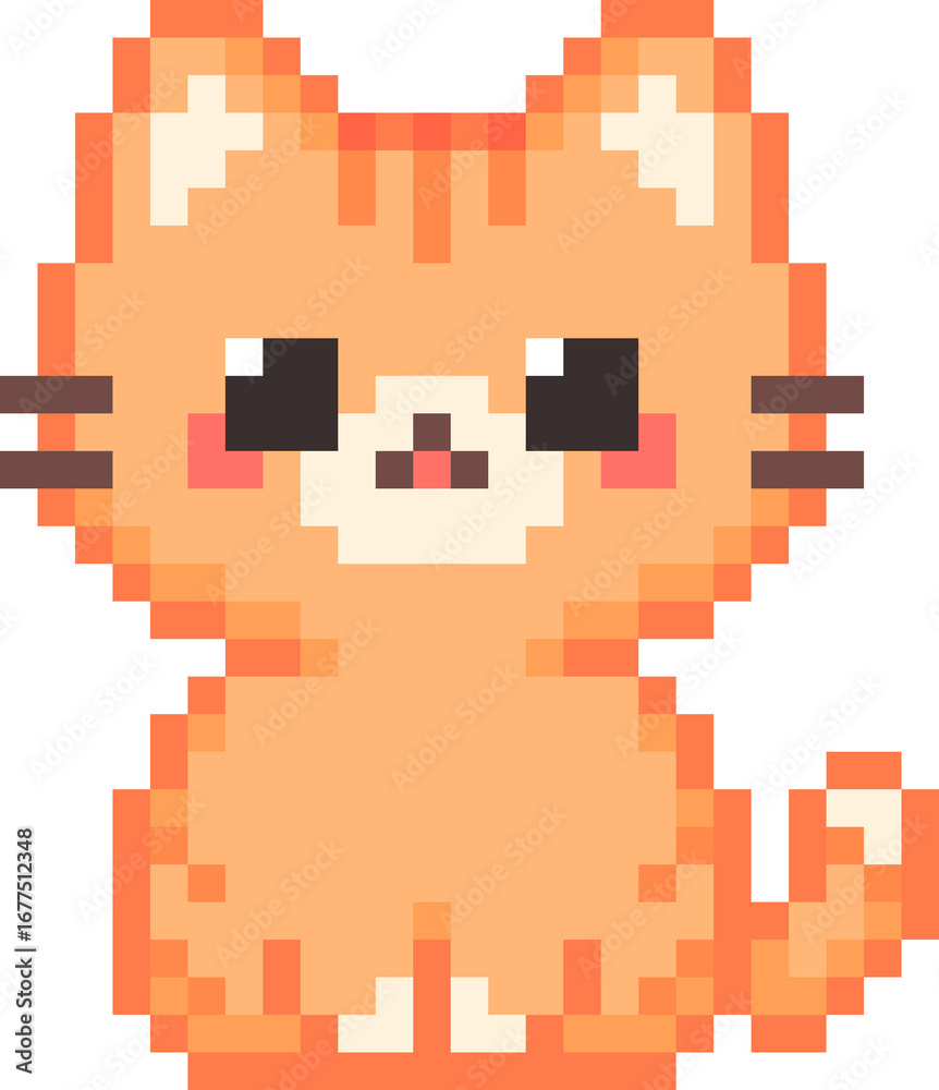 Fototapeta premium Orange Cat Pixel Art