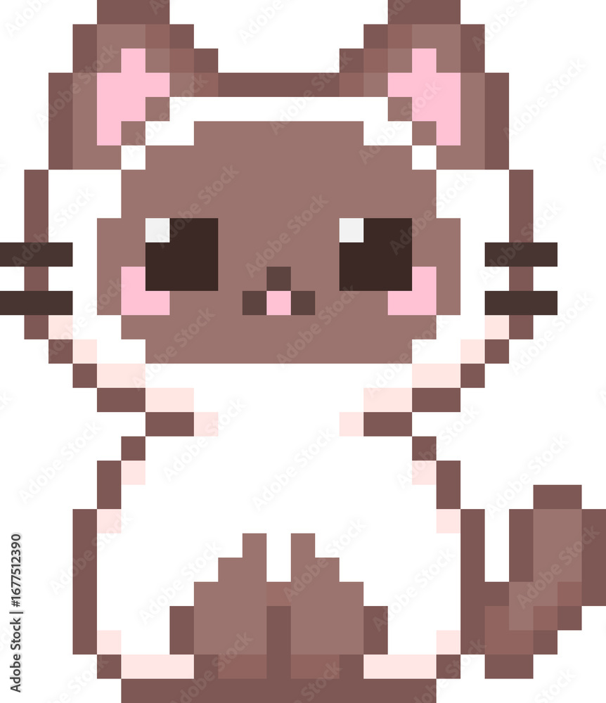 Fototapeta premium Siamese Cat Pixel Art
