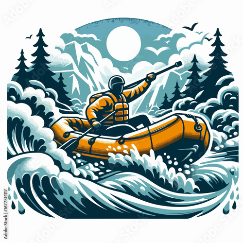 water rafting vector illustration
