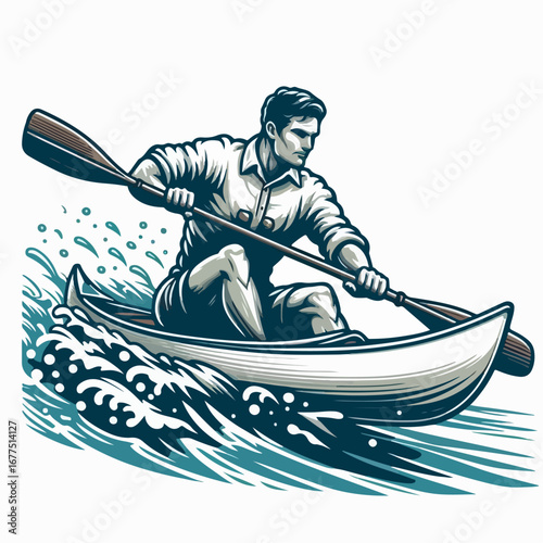 vector illustration of kayaker