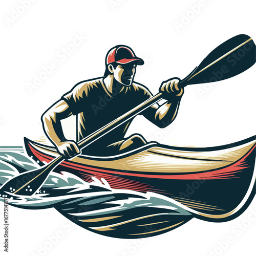 vector illustration of kayaker