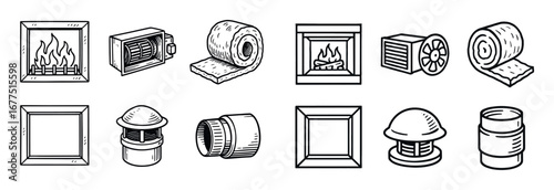 Fireplace Sketch Icons