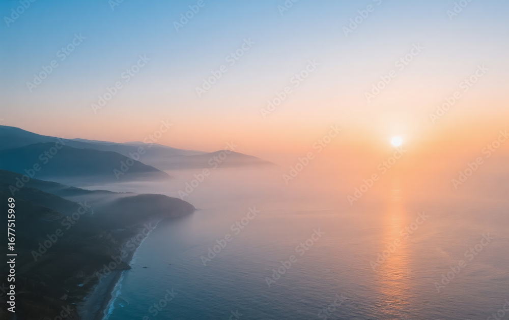 Naklejka premium sunrise over the river