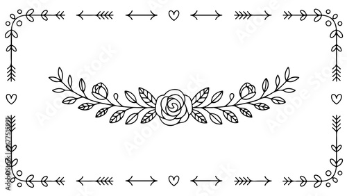 Elegant Floral Frame: Rose & Arrow Design for Invitations