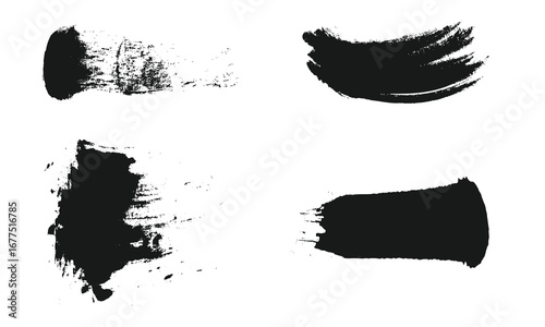 Black paint brush strokes on white background