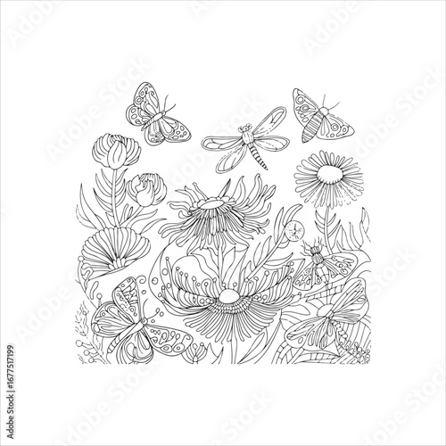 Wallpaper Mural insects vector art black and white Torontodigital.ca