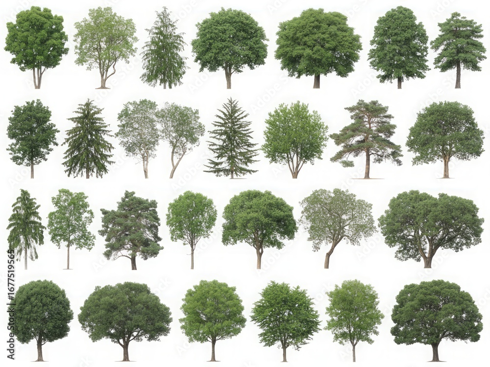 Obraz premium Various green trees foliage nature