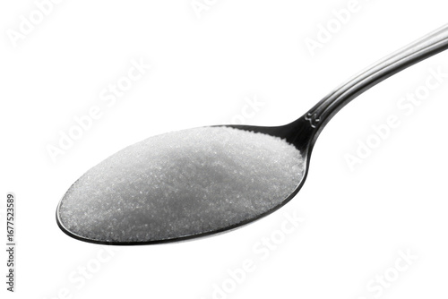 Photos A spoonful of granulated white sugar, isolated on a transparent background