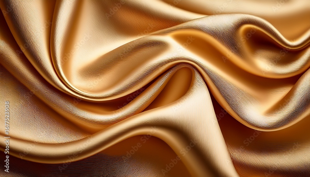 Obraz premium beige soft fabric shiny gold material wavy surface abstract folds and curves background luxury texture