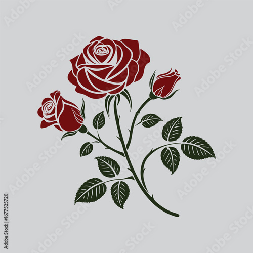 Vintage-Inspired Rose Outline Illustration