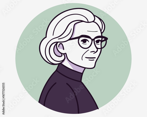 Portrait of a woman with glasses and short hair