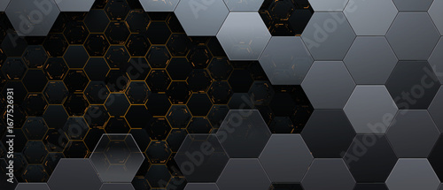 Dark complex tech composition with hexagonal shapes. Perfect for any futuristic design.