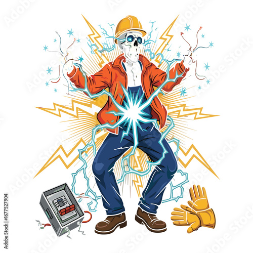 Spooky Skeleton Electrician Gets Zapped