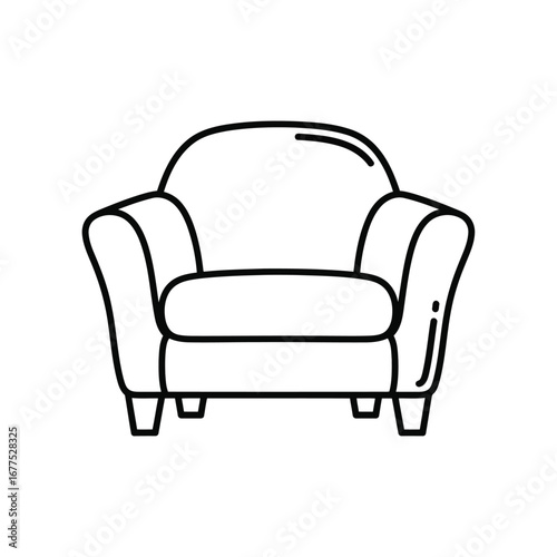 Line art drawing of an armchair, simple and elegant.