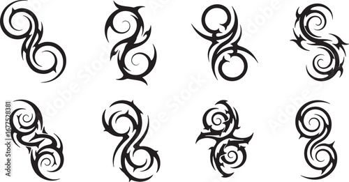 Tribal Tattoo Designs Collection of 8 Unique Swirl Patterns
