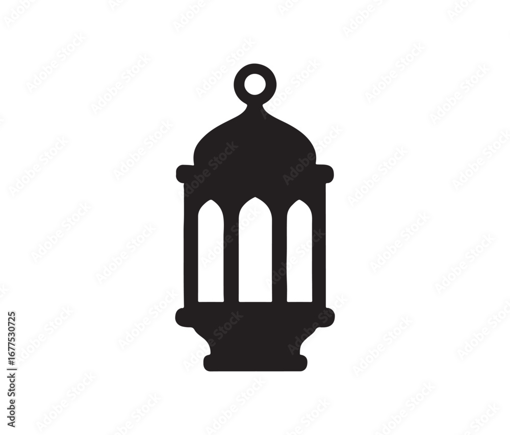 Obraz premium Classic islamic lantern silhouette with ornate details isolated on white