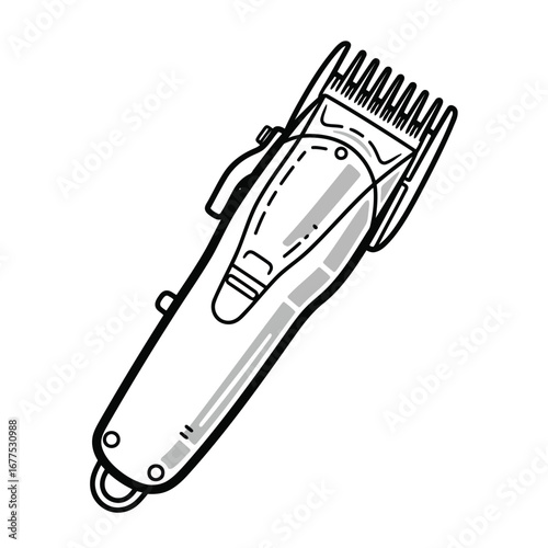 A detailed line drawing of a hair clipper.