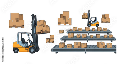 Vector illustration of warehouse management