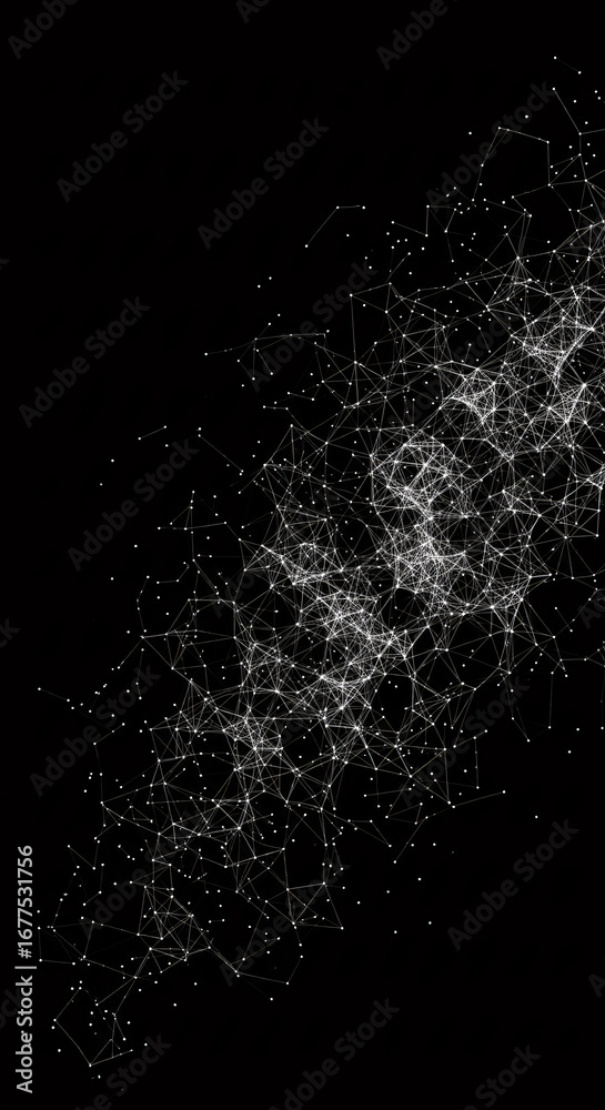 Obraz premium Abstract Digital Network Plexus on Black Background.