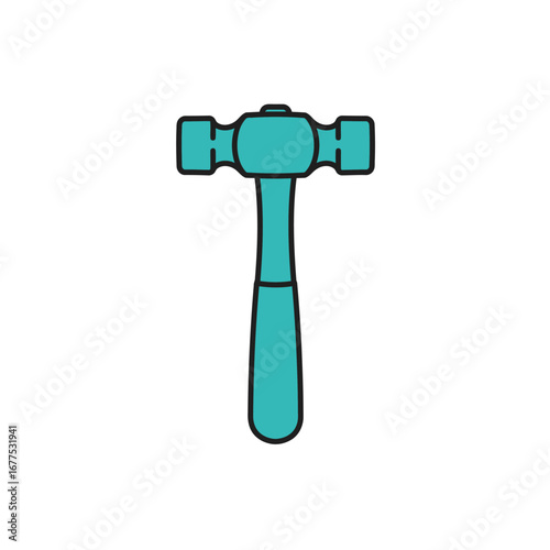 Teal BallPeen Hammer Icon Doubleheaded smoothfaced outlined design.