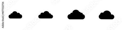 Minimalist vector illustration of clouds in black and white showcasing various shapes of cumulus formations