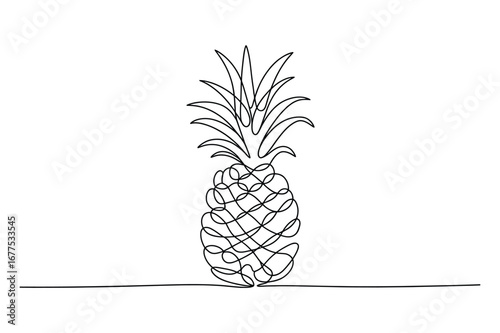 Continuous Line Drawing of a Pineapple | Vector Art for a Fruit and a Food.