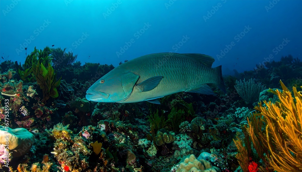 Fototapeta premium Underwater coral reef scene with fish