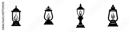 Elegant black-and-white vector illustration of minimalist lantern silhouettes designed for decorative purposes in modern art