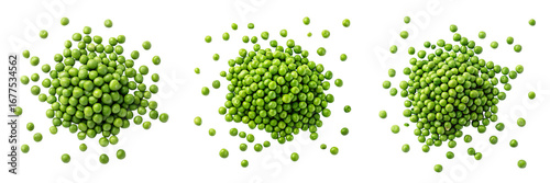  Set of peas with top view isolated on a transparent background