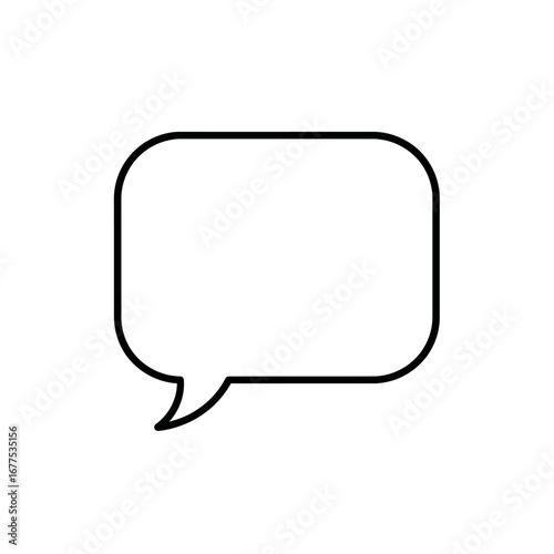 Isolated black outline of a speech bubble with a tail on a white background in a simple graphic style