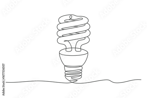Continuous Line Drawing of a Fluorescent Light Bulb | Vector Illustration for an Eco Idea.