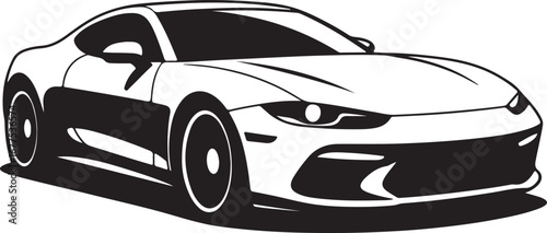 Black and White Silhouette of a Modern Sports Car automobile vehicle