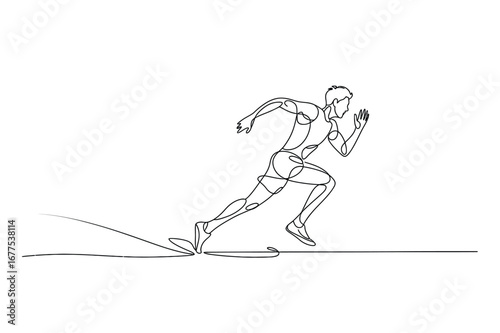 One Line Drawing of a Person Running | Vector Illustration for a Sport and an Exercise.